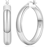 YOUNGYUE 8mm Wide Chunky Gold Hoops 14K Real Gold Plated Hypoallergenic 925 Sterling Silver Hoops Lightweight Big Gold Hoop Earrings for Women 30/40/50/60mm