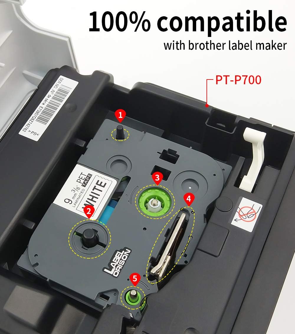 Label Orison TZe 221 Label Tape Compatible with Brother P-Touch Label Tapes Black on White 9mm x 8m Laminated Labels for P-Touch H101C H110 H105 - Image 3
