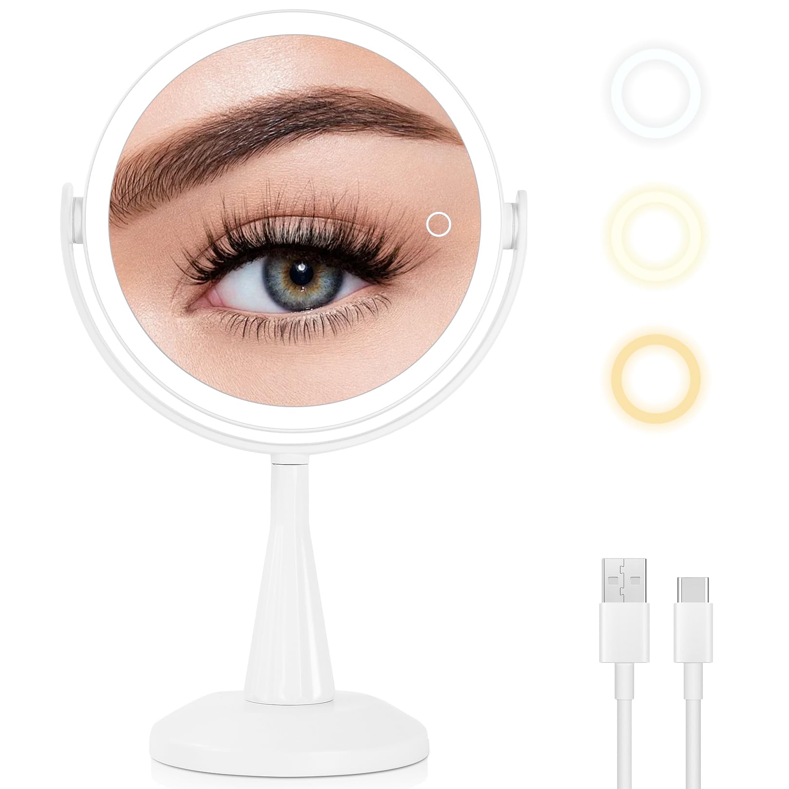 1X 10x Magnifying Mirror with Lights, Double Sided 8