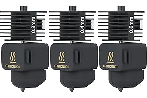 XIRBBO 3pac A1 Mini/A1 Hotend Print Head Hot End Kit 0.2mm+0.4mm+0.6mm Extruder Upgrade High Temperature 0.4 mm Hardened Steel Nozzle Replacement with Silicone Cover Sock for Bambu Laboratory 3D Printer