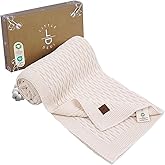 Little Dedi 100% Organic Cotton Baby Knitted Blanket with Gift Box - Soft Toddler, Crib, Stroller Blanket - Neutral Swaddle and Receiving Blanket for Newborns, 30"x40", Earth Ivory