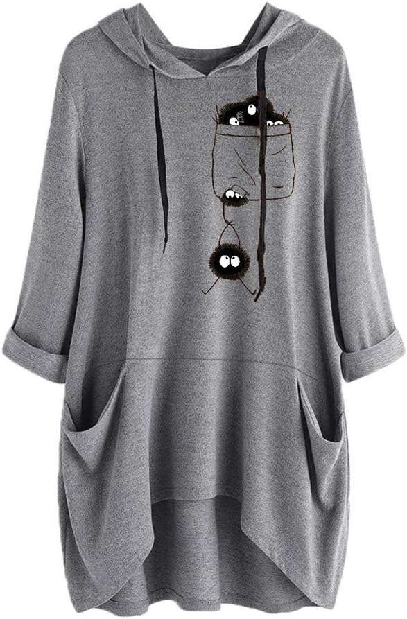 Mikilon Women's Casual Cat Ear Hooded Long Sleeves Flowy Hoodie Blouse with Pocket