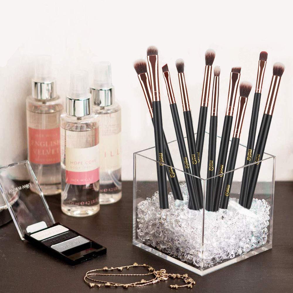 MSQ Eye Makeup Brushes 12pcs Rose Gold Eyeshadow Makeup Brushes Set with Soft Synthetic Hairs & Real Wood Handle for Eyeshadow, Eyebrow, Eyeliner, Blending - Rose Gold(without bag): Beauty