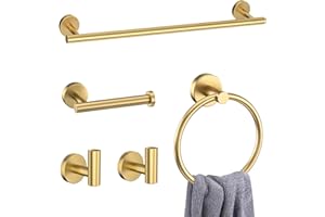 Brushed Gold Bathroom Hardware Set 5 Pieces Towel Bar Set,Modern Towel Holder Set for Bathroom,Stainless Steel Towel Rack Set