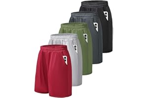 Celfaeree 5 Pack Mens Athletic Shorts with Pockets Quick Dry Basketball Shorts Casual Running Workout Gym Shorts for Men