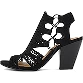 Soda Zuka ~ Women Open Toe Laser Cut High Heel Sandal with Adjustable Ankle Strap