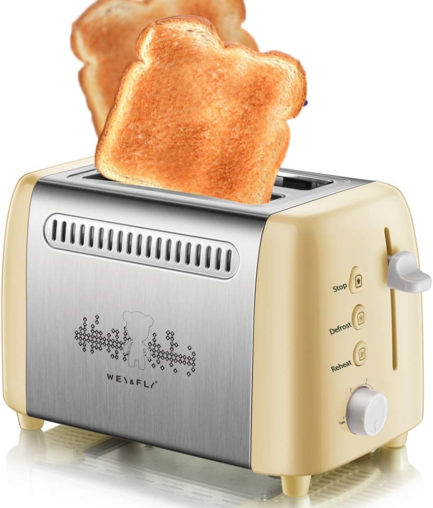 2 Slice Toaster with Reheat Defrost Cancel Function, Wide Slot 6 Toasting Settings with Anti-dust Cover for Bread Waffles