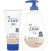 Dove Baby Skin Care Bundle – Colloidal Oatmeal Derma Care Soothing Wash & Eczema Care Soothing Cream, Fragrance Free (2 Piece Set)