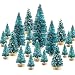 SATINIOR 60 Pieces Artificial Mini Christmas Tree Sisal Snow Trees Bottle Brush Christmas Trees Pine Trees Ornaments with Wooden Base for Christmas Party Home Decoration (6 Sizes, Blue Green)