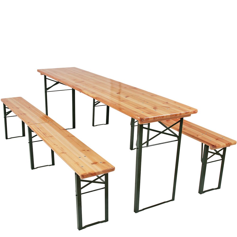 Miadomodo® 3Pc Wooden Fold Up Bench and Table Set 220 cm Amazon.co.uk