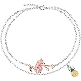 Flamingo Anklet Pineapple Anklet Flamingo Gifts for Women Ankle Bracelets 925 Sterling Silver Jewelry Beach for Summer Mothers Day