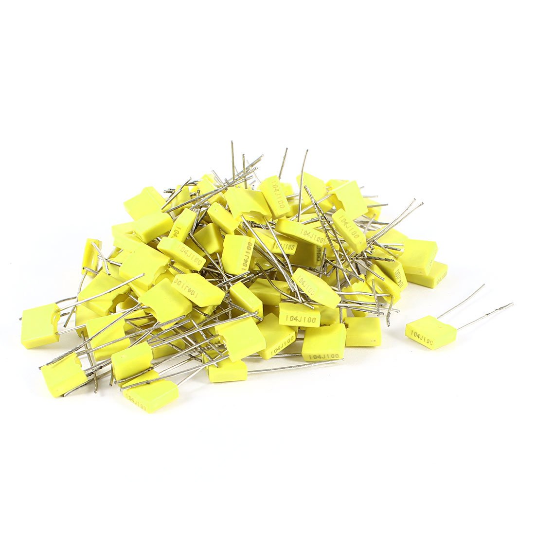 sourcingmap 100 Pcs 10% 100V 0.1uF 100NF Box Type Film Correction Capacitors