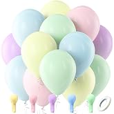 Bezente Pastel Latex Party Balloons 100 Pack 12 inch | Multicolor Macaron Balloons for Easter Birthday Rainbow Party Bridal Shower Wedding Decorations