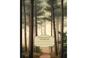 Vintage Forest Composition Notebook: Wide Ruled 110-Page Aesthetic Design Journal For Kids, College Students, Teachers, School, Office, or Work