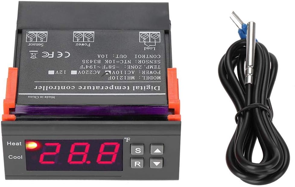 MH1210F Digital Temperature Control Controller Thermostat AC 110V -58~194℉Fahrenheit Relay with Sensor for 3D Printer,Freezer,Fridge