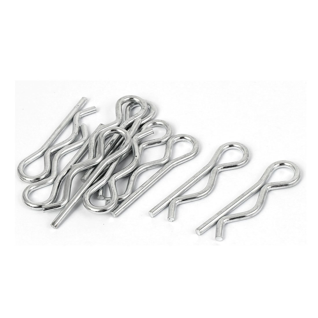 Sourcingmap a16041400ux0858 2.5 x 45 mm Spring Locking Metal Cotter Clip Hair Pin - Silver Tone (10-Piece)
