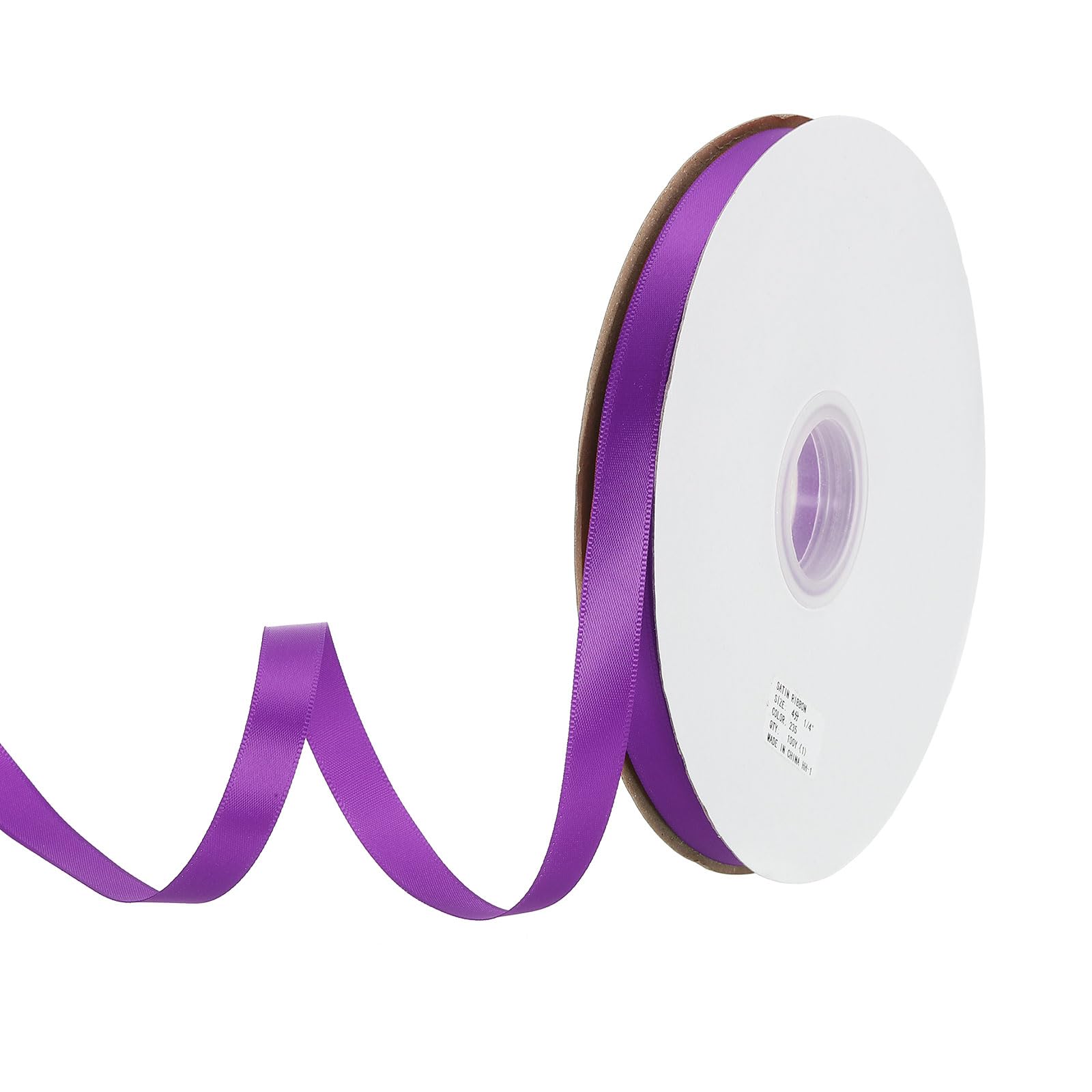 PATIKIL 1/2" x100Yard Polyester Satin Ribbon, Single Faced Grosgrain Ribbon Solid Fabric Ribbon for Crafts Wedding Party Gift Wrapping, Purple