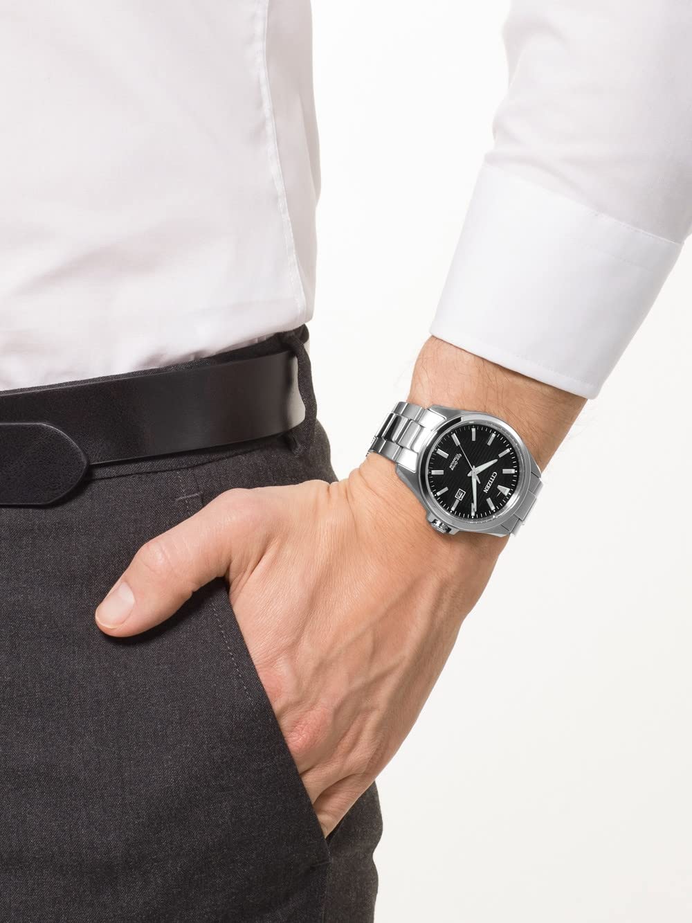 Citizen Herren Analog Eco-Drive Uhr mit Super Titanium Armband BM7470-84E, Silber 5