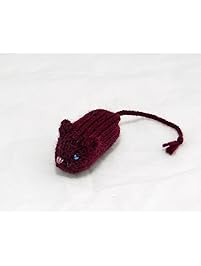 Organic Catnip Mouse, Cat Toy, Hand Knit in Wine Red, 100% Wool
