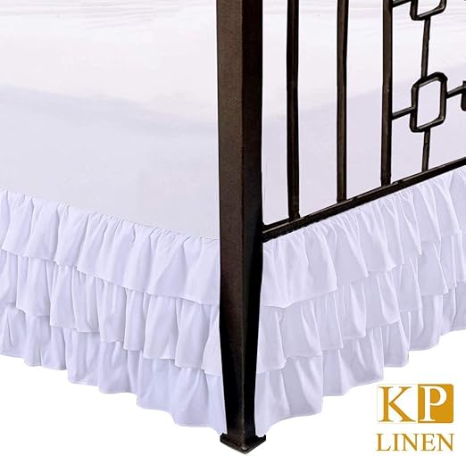 KP Linen Dust Ruffle Bed Skirt Split Corner Bed Skirt Multi