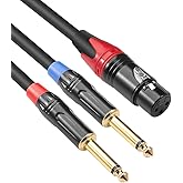 Disino XLR Female to Dual 1/4 inch Y Splitter Cable,Female XLR to Double 6.35mm Mono TS Plug Mic Audio Converter Adapter Cord - 3.3 feet