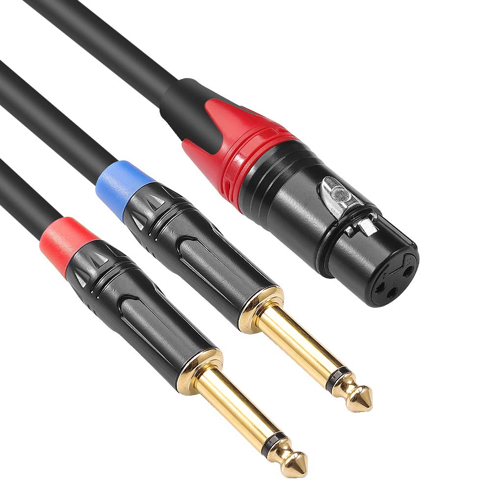 Photo 1 of Disino XLR Female to Dual 1/4 inch Y Splitter Cable,Female XLR to Double 6.35mm Mono TS Plug Mic Audio Converter Adapter Cord - 3.3 feet