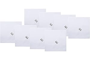 Retreez 8 Pc Pure Cotton Initial Monogrammed Men's Handkerchiefs Hanky Gift Set