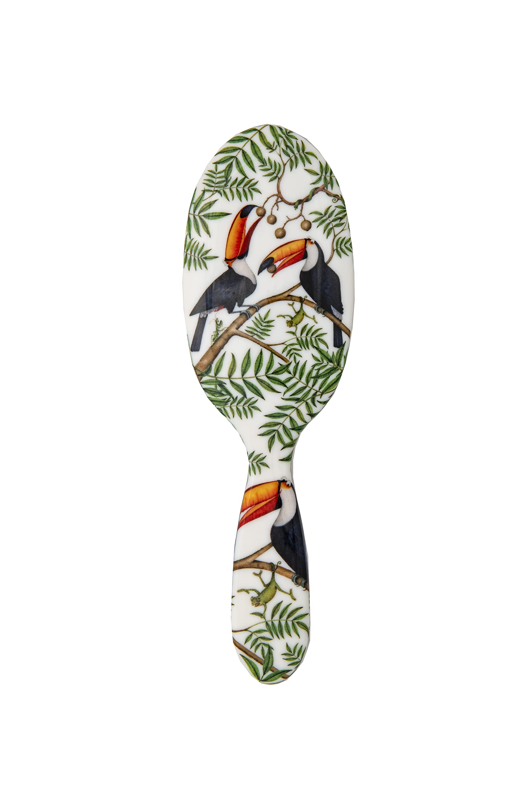 Rock & Ruddle Natural Pure Boar Bristle Hair Brush for Women & Kids (Small/Travel Size, 17.5cm) - Perfect for Wet or Dry Hair, Detangling Smoothing Blowdrying - Designed & Made in UK - Toucans Design