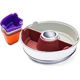 Omnia 6-pack Silicone Molds, Quarters and Halves | 6-piece silicone mold set, quarter &amp; half inserts, bake multiple small dishes at once, flexible, non-stick