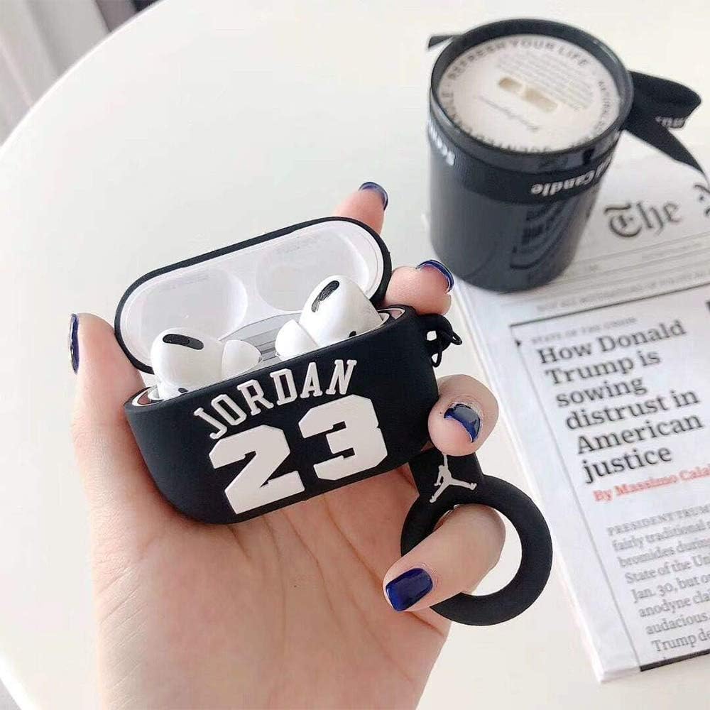 Disbch Case for New AirPods Pro Case 2019 Soft Slim Silicone Cool Funny Jordan Protective Cover Compatible with AirPods Pro Case with Keychain-Jordan
