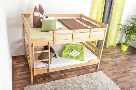 Etagenbett für Erwachsene'Easy Premium Line' K16/n, Kopf- und Fußteil gerade, Buche Vollholz massiv Natur - Liegefläche: 120 