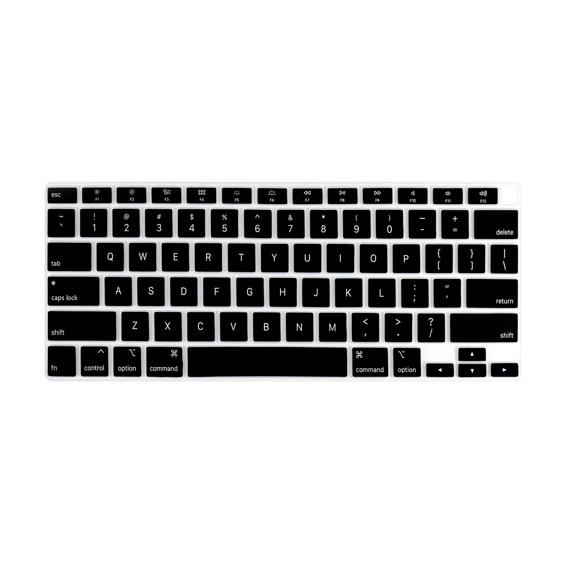 MiNGFi Silicone English QWERTY Keyboard Cover for MacBook Air 13" A2179 (2020), A2337 (M1, 2020–2022) US/ANSI Layout - Black