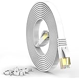 HQGC Cat7 Ethernet Cable,LAN Cable 25ft 10Gbps 600MHz with RJ45 Connectors for Gaming, Switch, Xbox, Modem, Router, PC,White