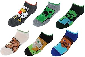 Centric Brands Minecraft Socks 6 Pairs of Socks for Boys Age 6-8 Gift Set for Kids