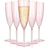 WDF 36PCS Pink Champagne Flutes Plastic - 6OZ Pink Disposable Champagne Flutes Party Supplies for Birthday Parties Baby Shower Wedding Spring