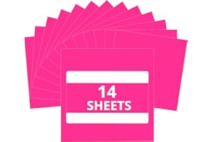 HTVRONT Pink Permanent Vinyl for Cutting Machine - 14 Pack Hot Pink Glossy,12 ” x 12 ” Adhesive Sheets for Craft Projects, Permanent Adhesive Vinyl Compatible with Cricut Cutting Machine
