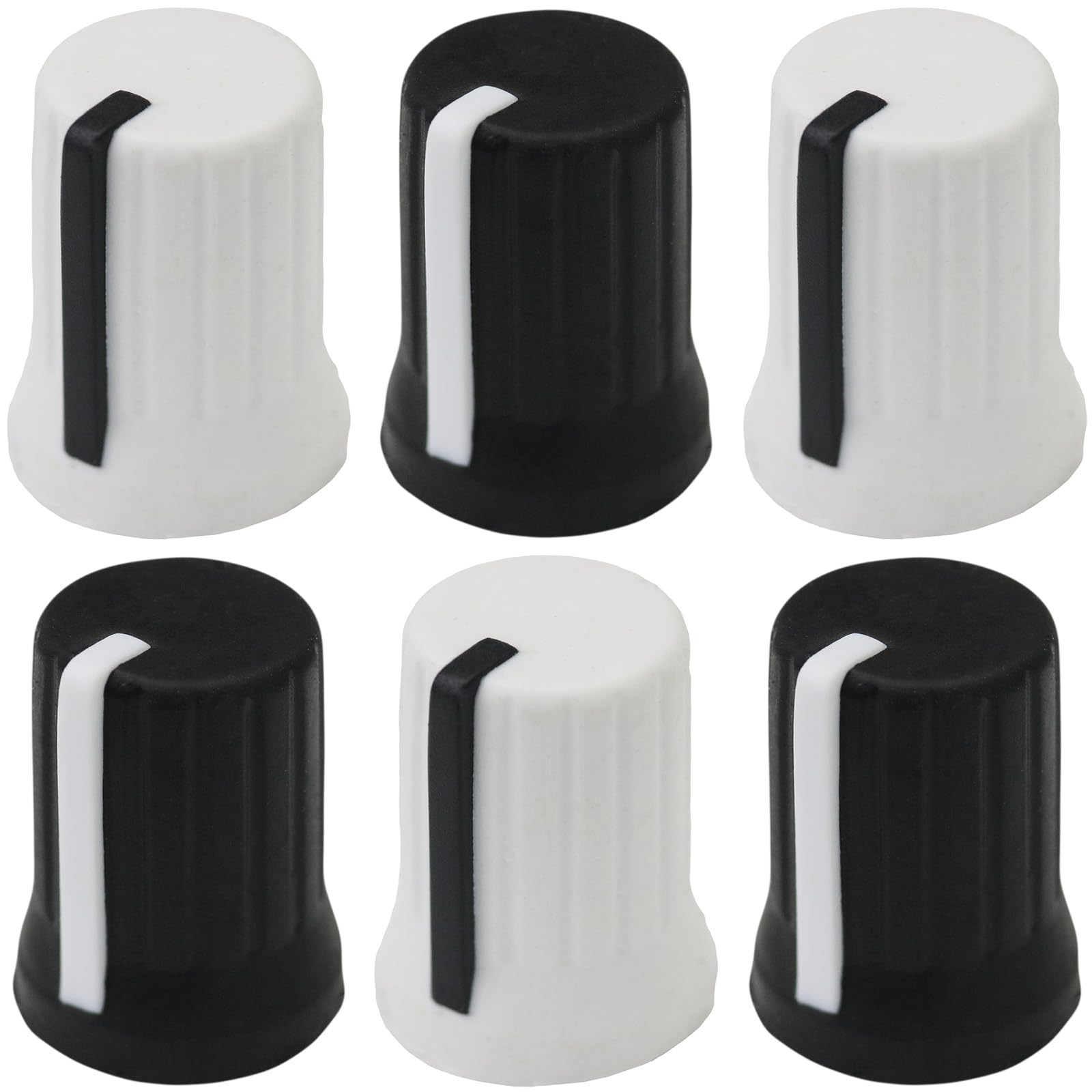 Mixed-Colour 6mm D-Shaft Hole Rubber Grip Vibrant Colour Mixer Knobs - Pack of 6 (3X White, 3X Black) — image 1