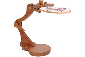 GUOFA Adjustable Embroidery Stand with Violin-Shaped Base, Beech Wood Cross Stitch Hoop Holder, Lap & Tabletop Frame with Clamp for Quilting Needlework