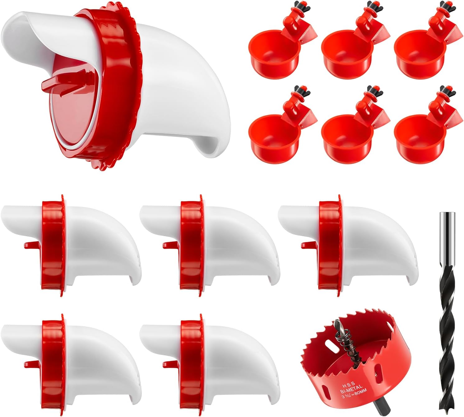 Backyard Birding & Wildlife - IFurffy Chicken Water Cups and Chicken Feeder Set, Automatic 6pcs Chicken Feeders and 6pcs Chicken Waterer Set for Chicken, Ducks, Birds, Geese, Quail Rain Proof Poultry Feeder Kit for Buckets,Troughs