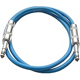 Seismic Audio - SATRX-2 - Blue 2 Feet (0.61 Meters) 1/4" TRS to 1/4" TRS Patch Cable