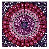 Large Indian Hippie Bohemian Psychedelic Peacock Mandala Wall Hanging Floral Gold Bedding Tapestry Lavender Pink and Purple Peacock Mandala Tapestry Mandala Throw Bohemian Tapestry Mandala Bedspread