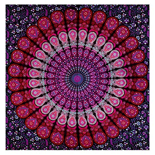 Large Indian Hippie Bohemian Psychedelic Peacock Mandala Wall Hanging Floral Gold Bedding Tapestry Lavender Pink and Purple Peacock Mandala Tapestry Mandala Throw Bohemian Tapestry Mandala Bedspread