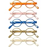 JOSCHOO 5 Pack Retro Round Reading Glasses Mini Small Comfortable Readers for Women Men (5 Mix Clour-4, 2.5)