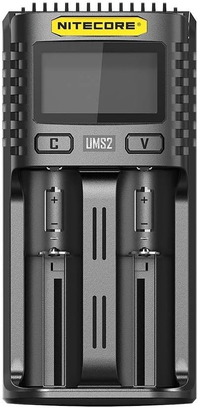 Nitecore Universal Smart Charger 2 Ports UMS2 Adult Unisex, Black, L: 152 x W: 73 x H: 40, L: 152 x l: 73 x H:40