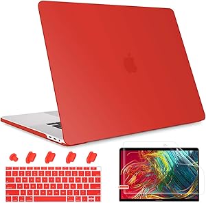 May Chen Newest MacBook Air 13 Inch Case 2020 2019 2018 Release Model: A2179/A1932, Matte Hard Shell Cover for MacBook Air 13 with Retina Display and Touch Id, Screen Protector Keyboard Cover, Red