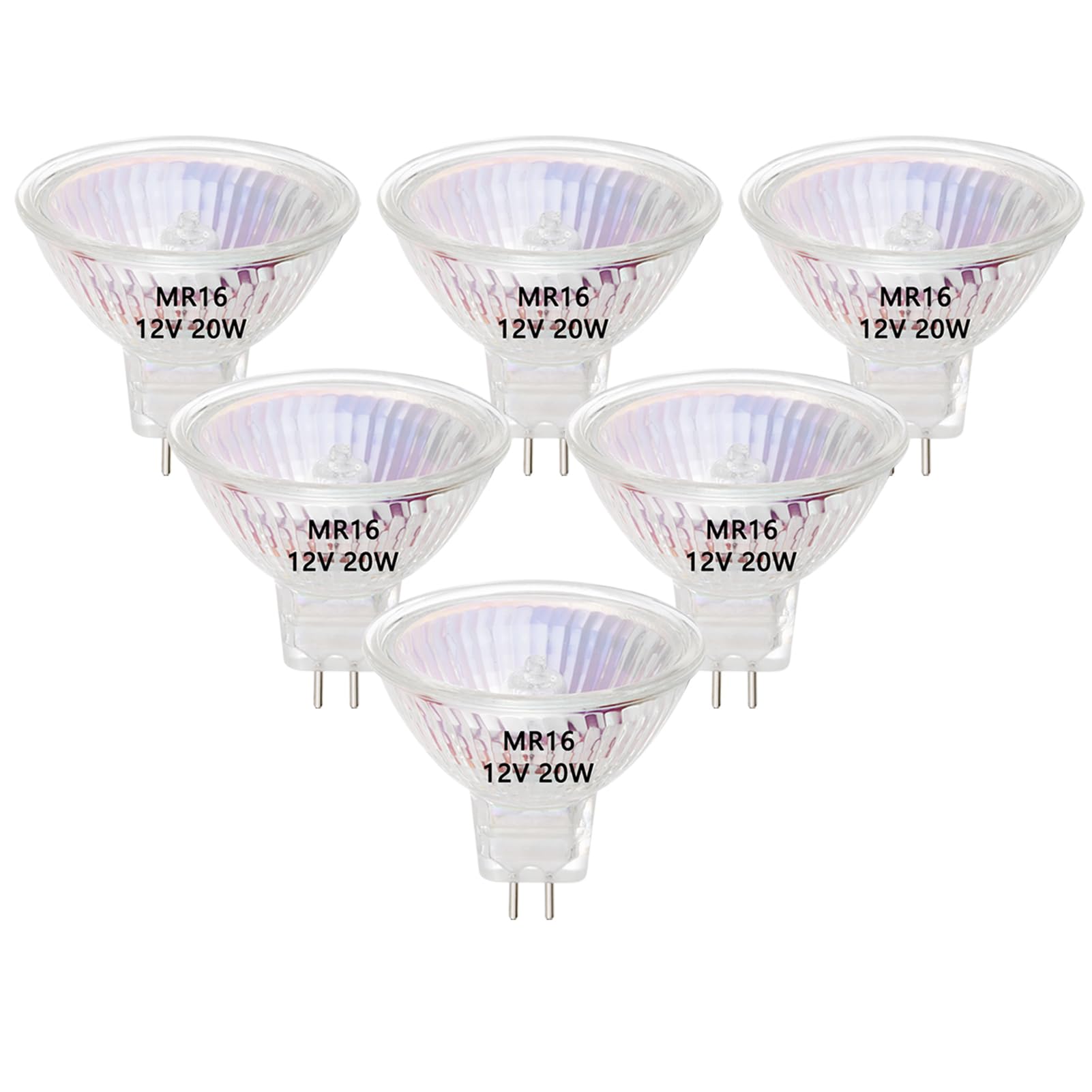 VINBE MR16 Halogen Light Bulbs, 20W 12V MR16 GU5.3 Halogen Spot Bulbs Lamp, Warm White,Pack of 6