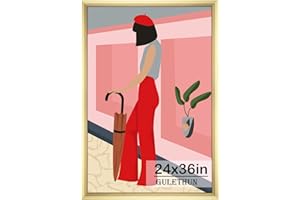 GULETHUN 24x36 Picture Frame, Gold Poster Frame, Home Decor Natural Gallery Frames, Horizontal or Vertical Format, Sturdy, Plexiglass, Large Wall Decor, for Photos, Artworks, Posters