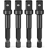 3/8 Impact Adapter, 4 Pack Socket Adapter 1/4 Inch to 3/8 Socket Adapter Kit for Impact Driver, Automotive DIY, Extension Socket Driver Bits, Handle Nut Driver and Drills
