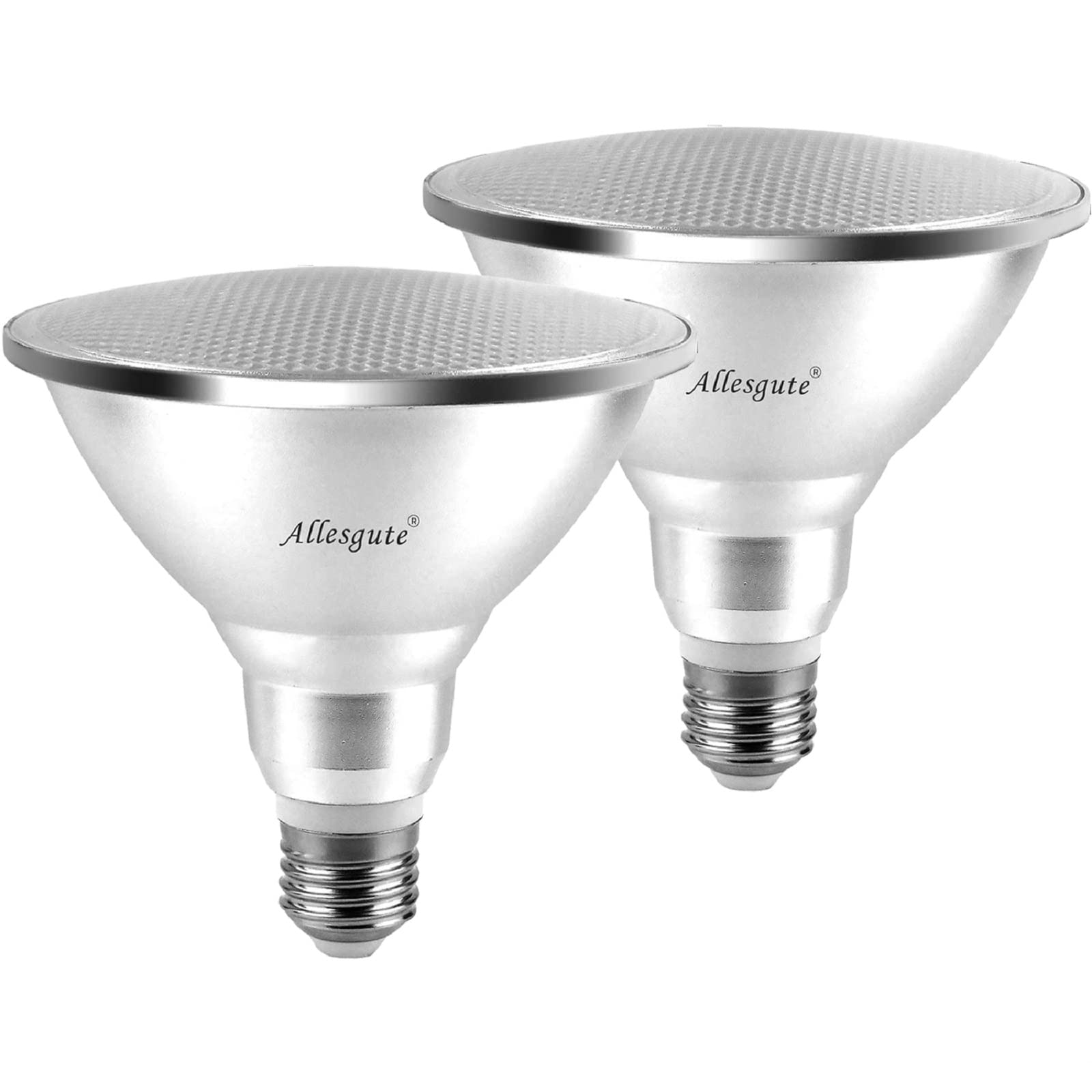 Allesgute 2X 15W E27 PAR38 LED Floodlight Bulb ES Cap PAR 38 LED Bulbs IP20 1400LM Warm White Eqv. to 150W Halogen Reflector Lamp 240V