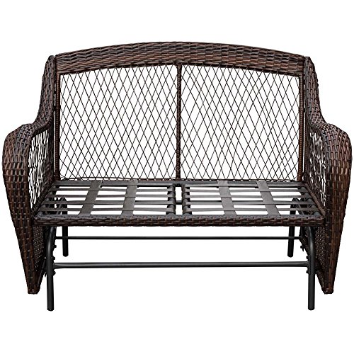 Sundale Outdoor 2 Person Wicker Loveseat Glider Bench Chair Patio Porch
